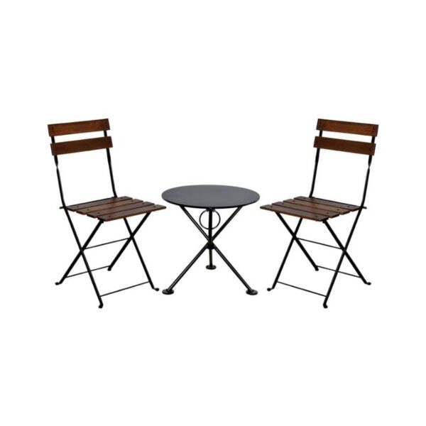 Stylish wooden steel table set with comfortable chairs, perfect for dining, study, or workspace use.